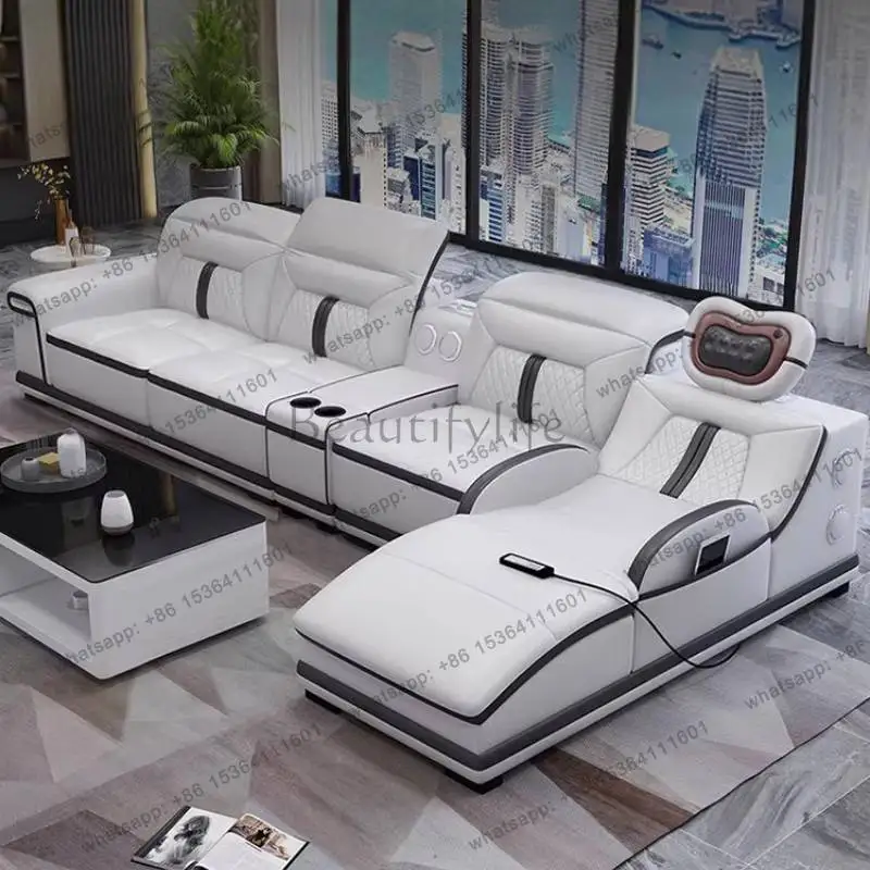 Lazy Gray Electric Sofas Armrest Luxury European Smart Curved Living Room Sofas Massage Relax Sofa Wohnzimmer Furniture For Home