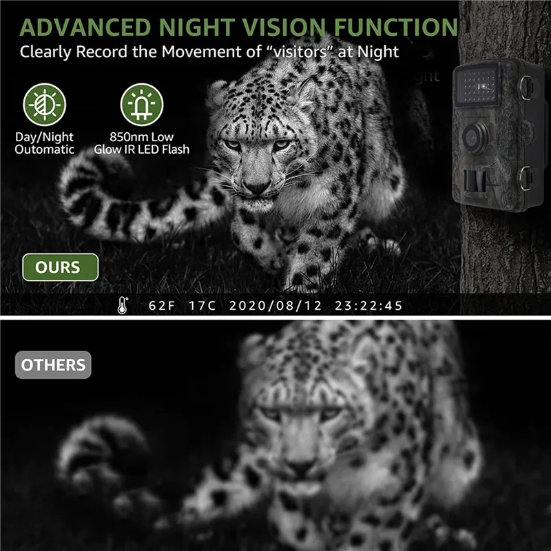 Ab68 câmera de visão noturna infravermelha 2.0in tft hd display 1920x1080p ip66 à prova dip66 água câmera de trilha de vida selvagem câmera ao ar livre