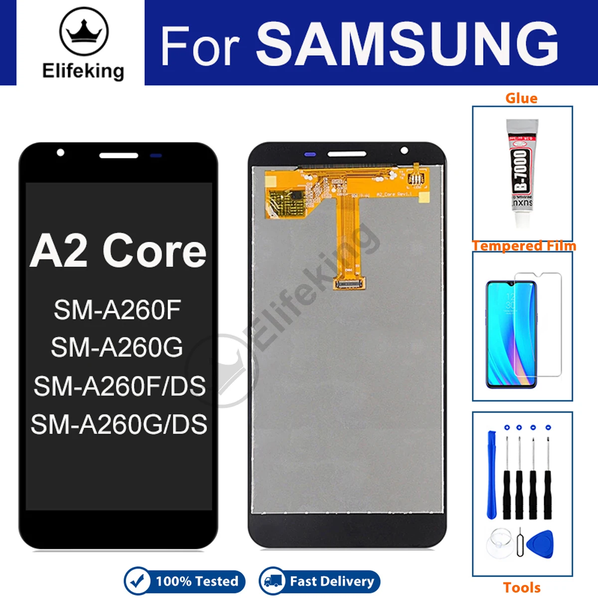 100% Tested LCD For Samsung Galaxy A2 Core A260 LCD Display Touch Screen SM-A260G Digitizer Assembly Replacement No Dead Pixel