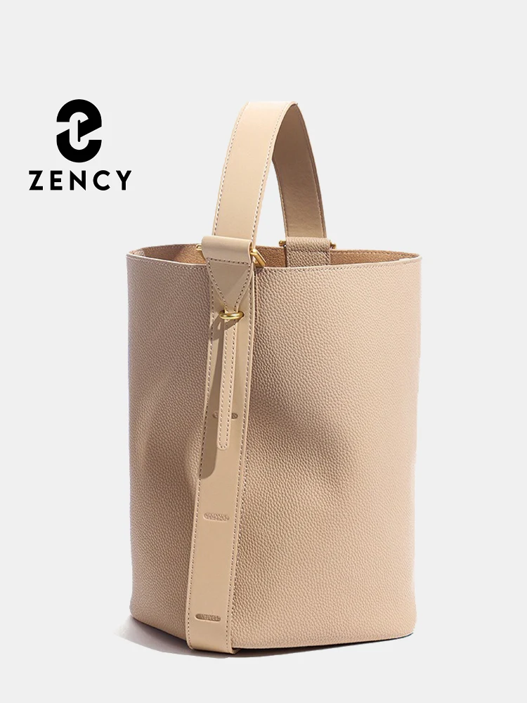 Zency Genuine Leather Women Shoulder Bag Fashion Soft Cowhide Shopper Handbag Trendy Composite Bags Ladies Tote Bag Sac