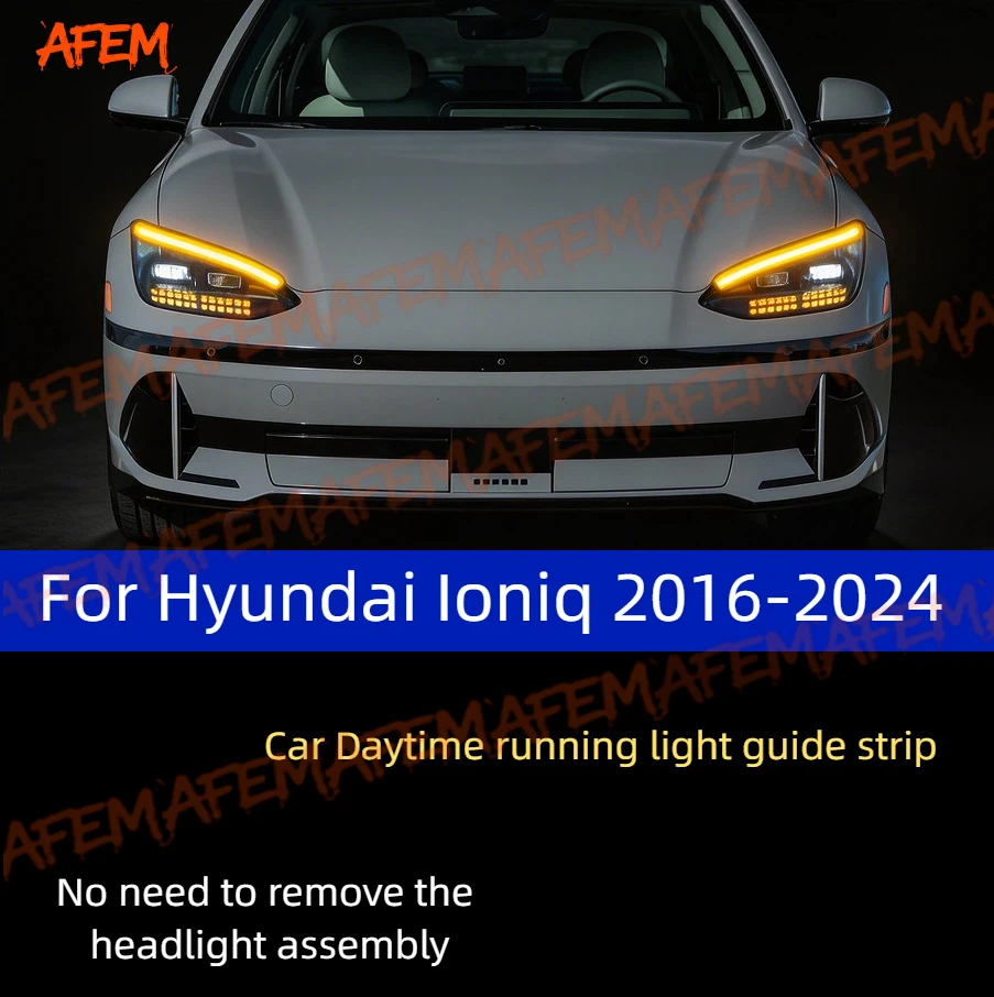 

2Pcs 12V Led Guide Strip Headlight For Car Daytime Running Lights Turn Signal DRL Car Modification For Hyundai Ioniq 2016-2024