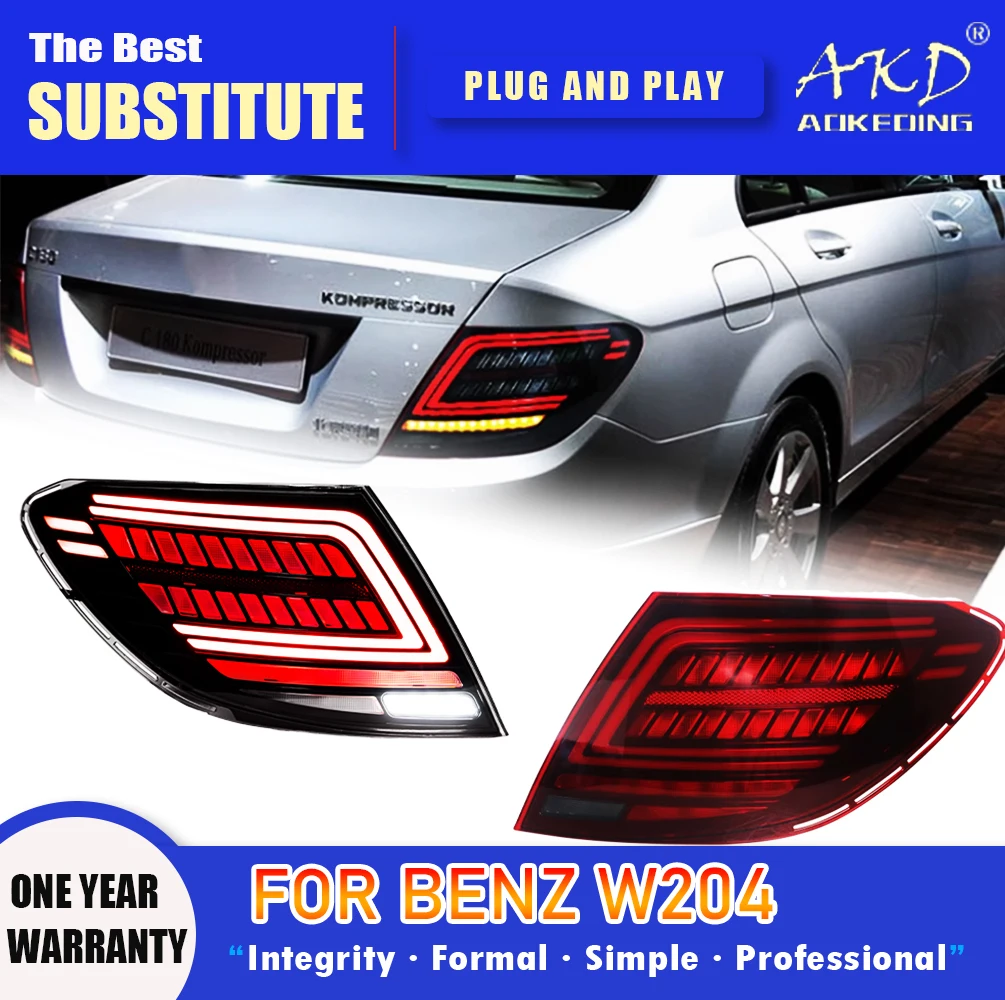 AKD Tail Lamp for Benz W204 LED Tail Light 2007-2014 C180 C200 c260 Rear Fog Brake Turn Signal Automotive Accessories