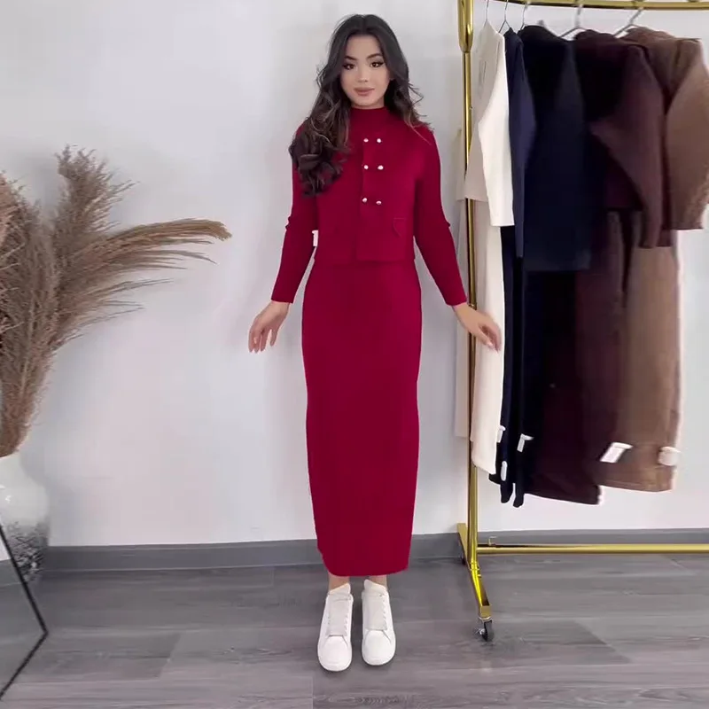 

Осень-зима 2022, новое облегающее однотонное длинное платье с круглым вырезом и длинными рукавами, женский элегантный темпераментный стиль