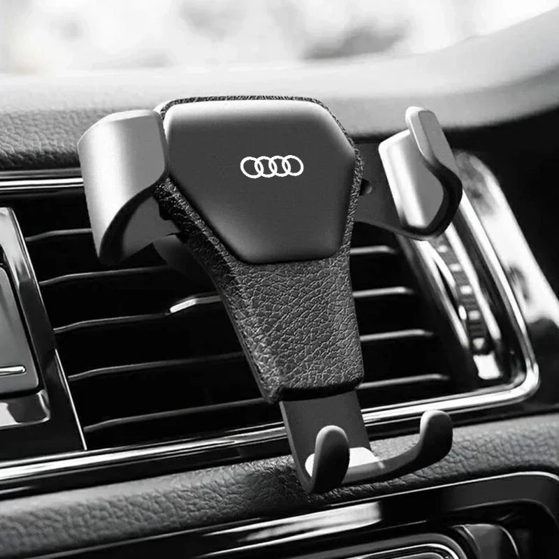 Suporte de Celular GPS para Carro com Fixação em Saída de Ar e Emblema de Instalação para Audi S-Line TT Q2 Q3 Q5 Q7 Q8 A3 A4 A5 A6 A7 R8 B5 B6 B7 B8 C5
