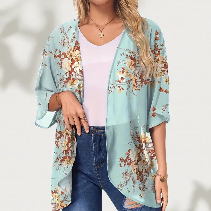 

Summer Long Flowy Kimono Cover Up Tops Kimono Cardigan Coat Outwear Blouse Bohemian Bikini Hawaii Chiffon Shirt Beach Party