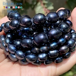 Natural Black Freshwater Pearl Beads High Quality Rice Shape Punch Loose for Jewelry Making DIY Necklace Bracelet 4-5/7-8/9-10mm