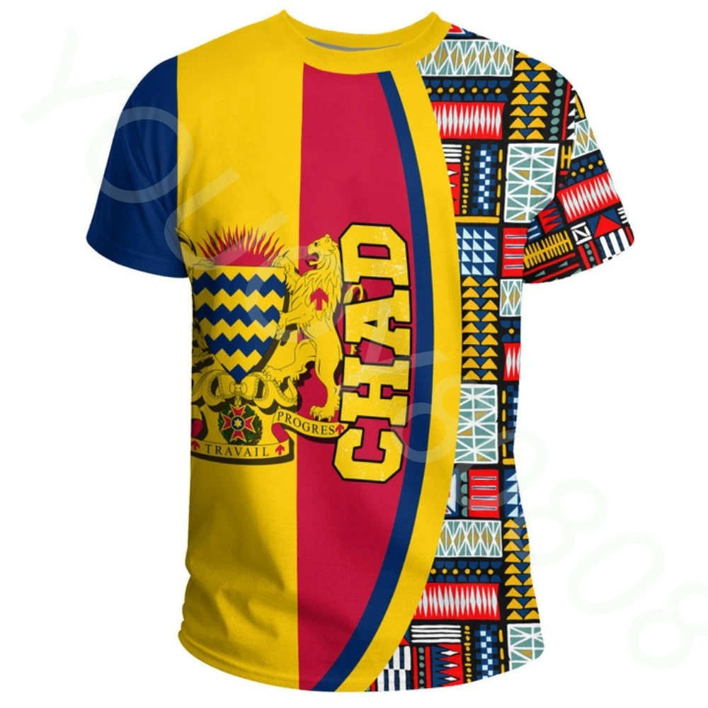 Chad Country Flag 3D Printed High Quality T Shirt Summer Round Neck Short Sleeve T Shirt Men Ladies Universal Casual Top