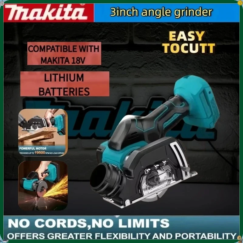 

Аккумуляторная угловая шлифмашина Makita, 19500 об/мин, инструмент для резки плитки, дерева, пластика, 3 дюйма