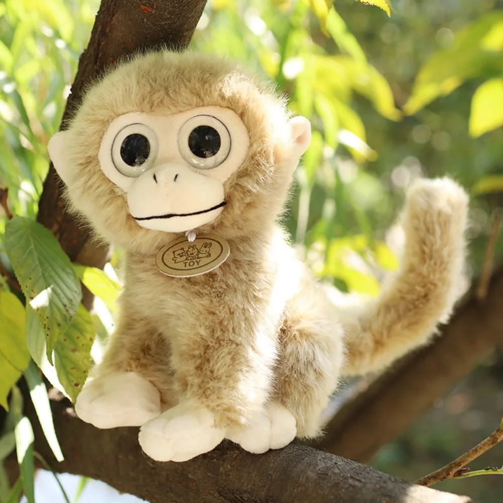 

Big Eyed Golden Monkey Stuffed Animal Simulation Monkey Stuffed Long Tail Bedroom Decoration Brown Monkey Dolls Birthday Gift