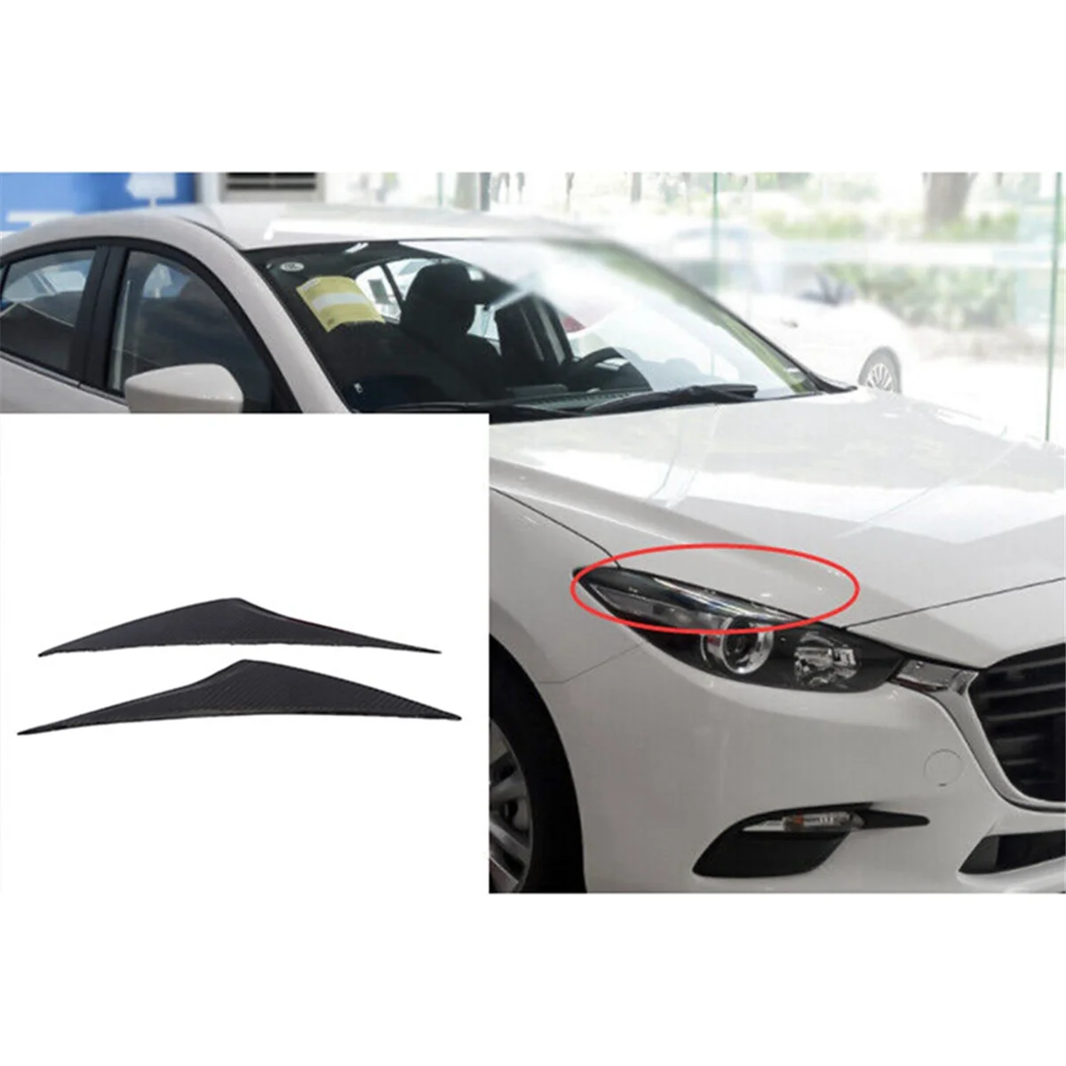 Car Front Bumper Headlight Eyelid Eyebrow Lamp Trim for Mazda Axela 3 Mazda 3 M3 2014-2016