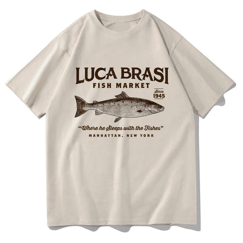 Funny Japanese Fish Tshirt Luca Brasi Fish Market Men/women Clothing Harajuku Clothes Summer Tops Unisex Cotton Graphic T Shirts