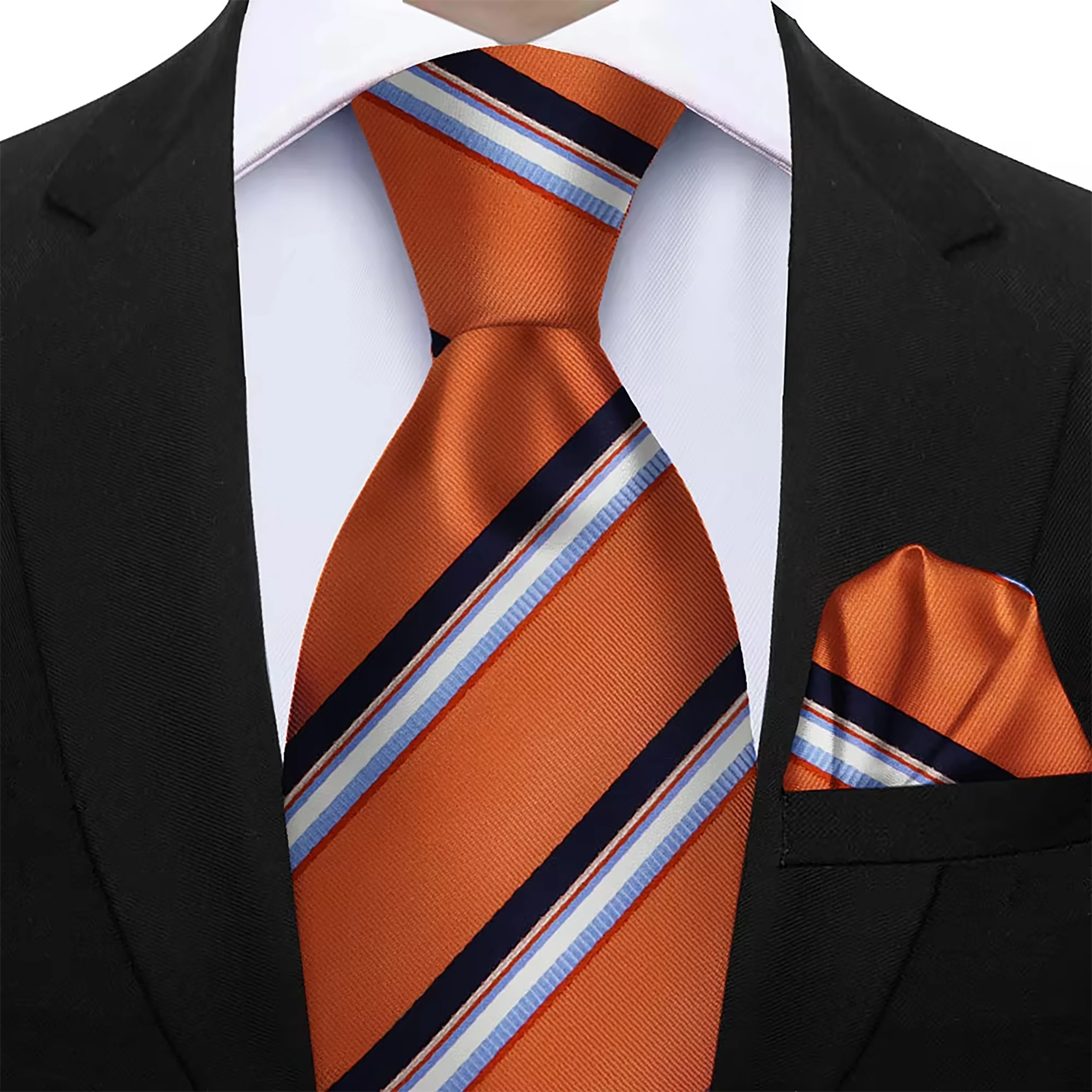 Gestreifte Krawatte für Herren, Einstecktuch-Set, Salbeigrün, Rot, Krawatte, Einstecktuch, Passform, Business, Hochzeit, Party, Bräutigam, Kragen, Accessoire, Geschenk
