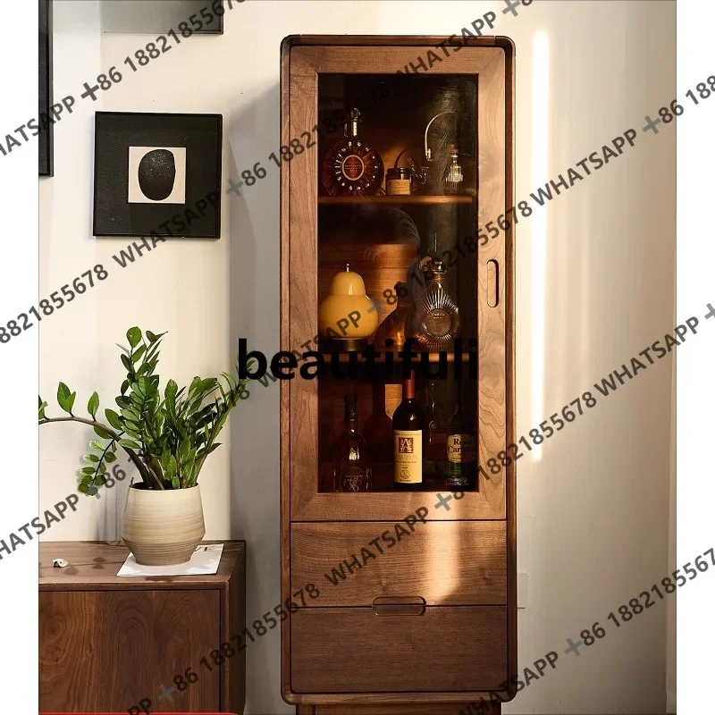 

X Simple home living room three-dimensional sideboard storage glass display solid wood storage cabinet
