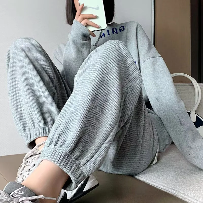 Primavera otoño Pantalones casuales sueltos Mujer 2023 negro gris Pantalones Mujer Pantalon Femme Jogger Pantalones de talla grande Mujer Leggings
