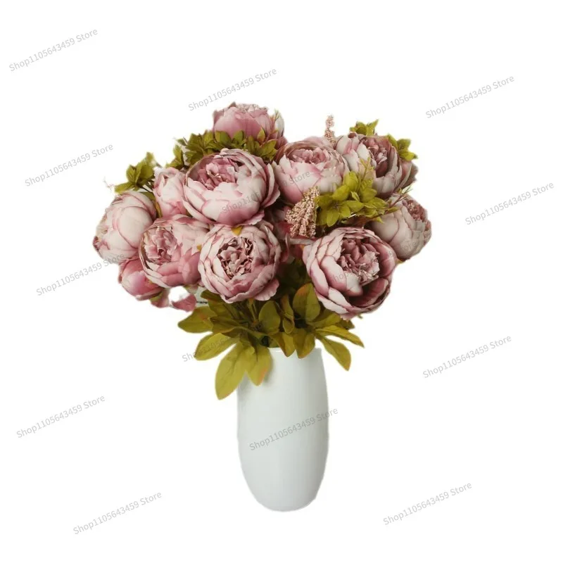 For 13 heads, peony European-style core-spun simulated flower, peony flower home wedding upgraded version, rose fake flower