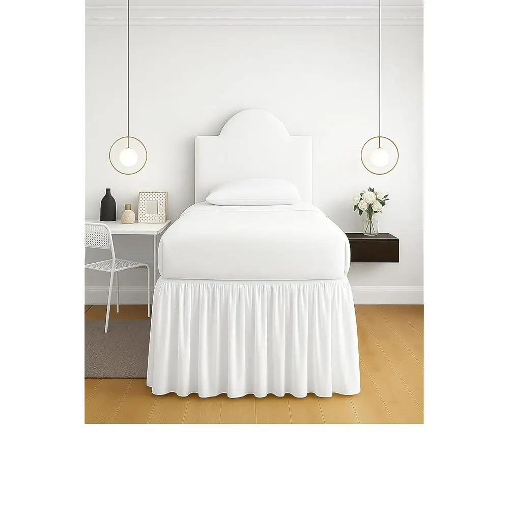 

Юбка для кровати в общежитии Twin XL, 30 дюймов, приталенная, с разрезами по углам, незаменимая вещь для студенческого общежития, 100% микрофибра