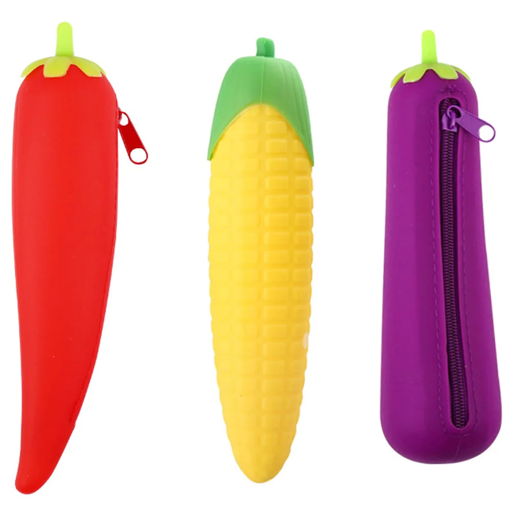 

Vegetable Silicone Pencil Case Lightweight Portable Large Capacity Household Multi Function Pen Storage Bag Zipper Pencil Holder