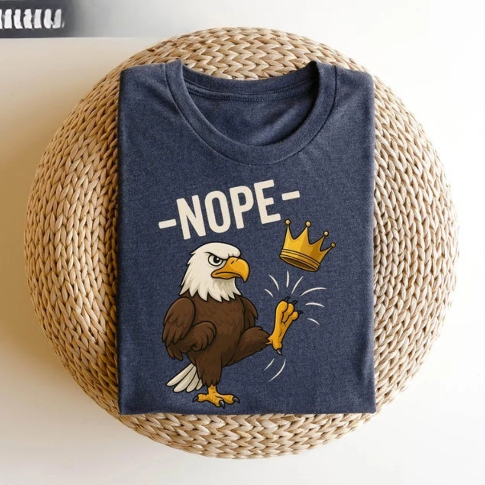 Geen koningen in Amerika Shirt Bald Eagle T-shirt Geen koningen Shirt Patriottisch shirt, 4 juli Protest Tee Mannen Vrouwen Katoenen T-shirts