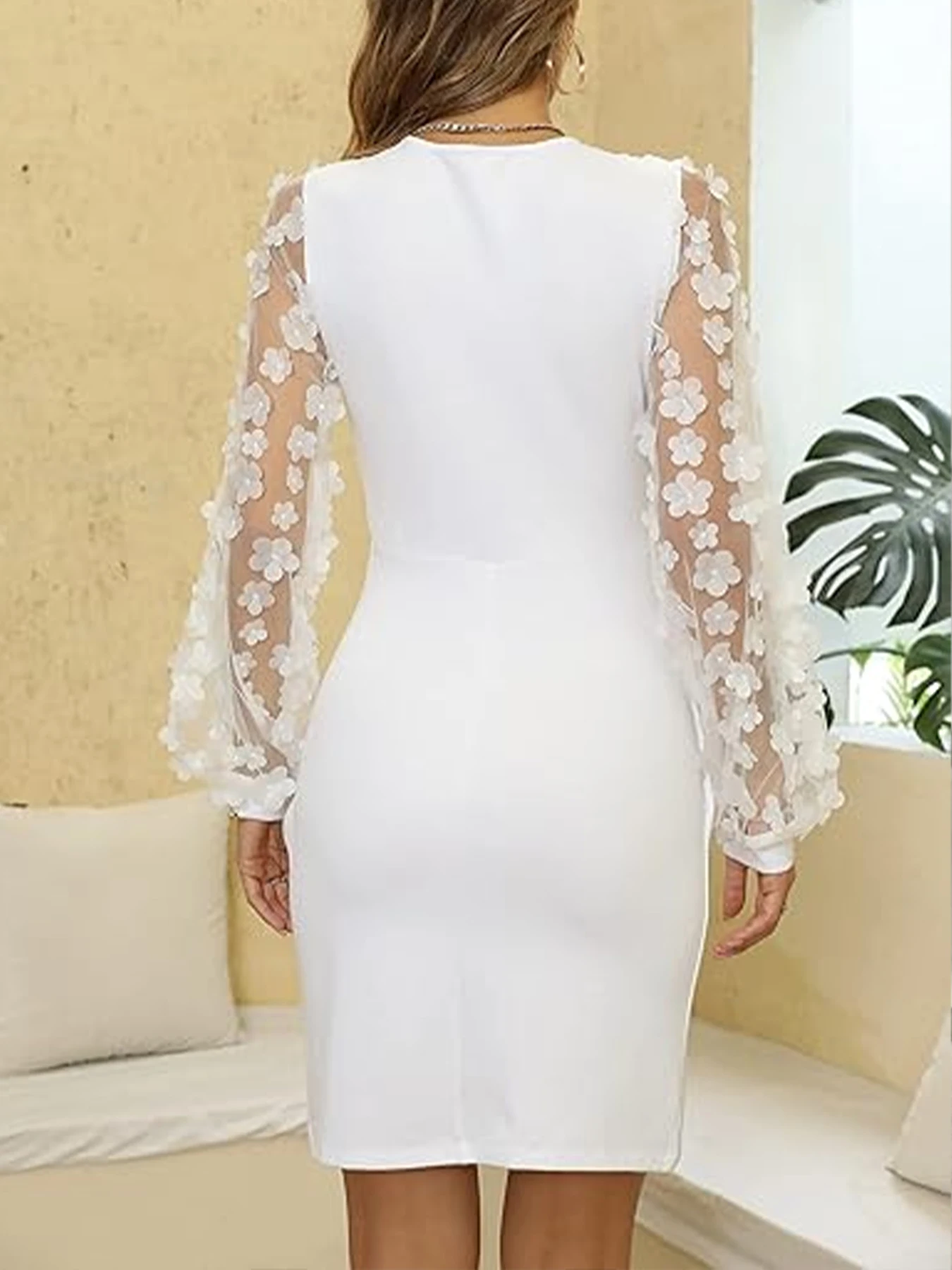 Krismile-vestido de malla transparente con mangas florales para mujer, minivestido asimétrico con cuello en V, ropa de discoteca elegante, ligero, de lujo, 2026