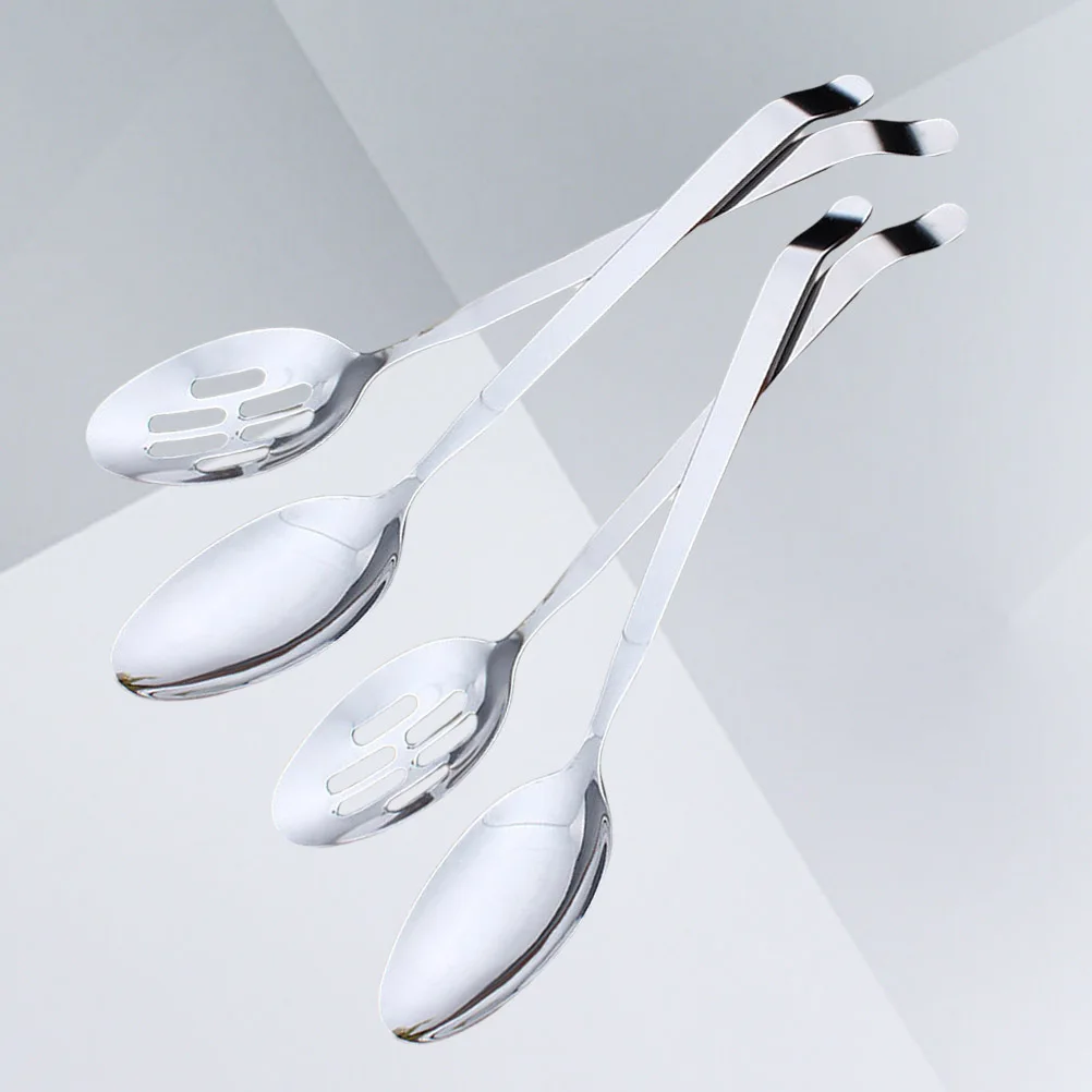 

4 pcs Stainless Steel Ladle Steel Spoon Set Long H Portion Control Distribute Scoops Kitchen Gadgets