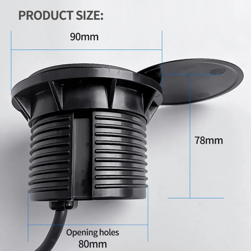 Desktop Socket Multifunctioneel Met 5-Pins Usb Type-C Aansluiting Met Verzonken Desktop Stekker Rond Stopcontact