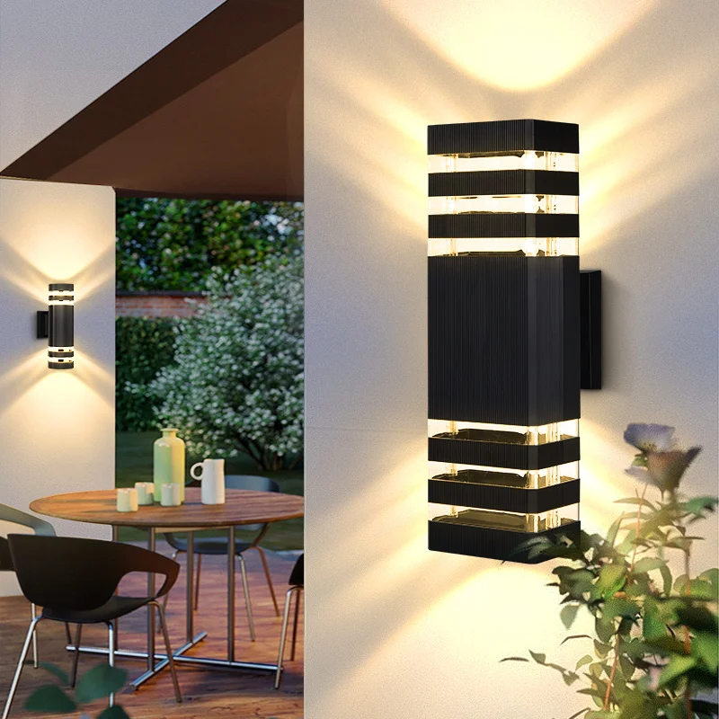 Modern Outdoor Decor Wall Light E27 Bulbs Waterproof Square Wall Lamp LED Home External Street Decoration Lighting Facade Lamps