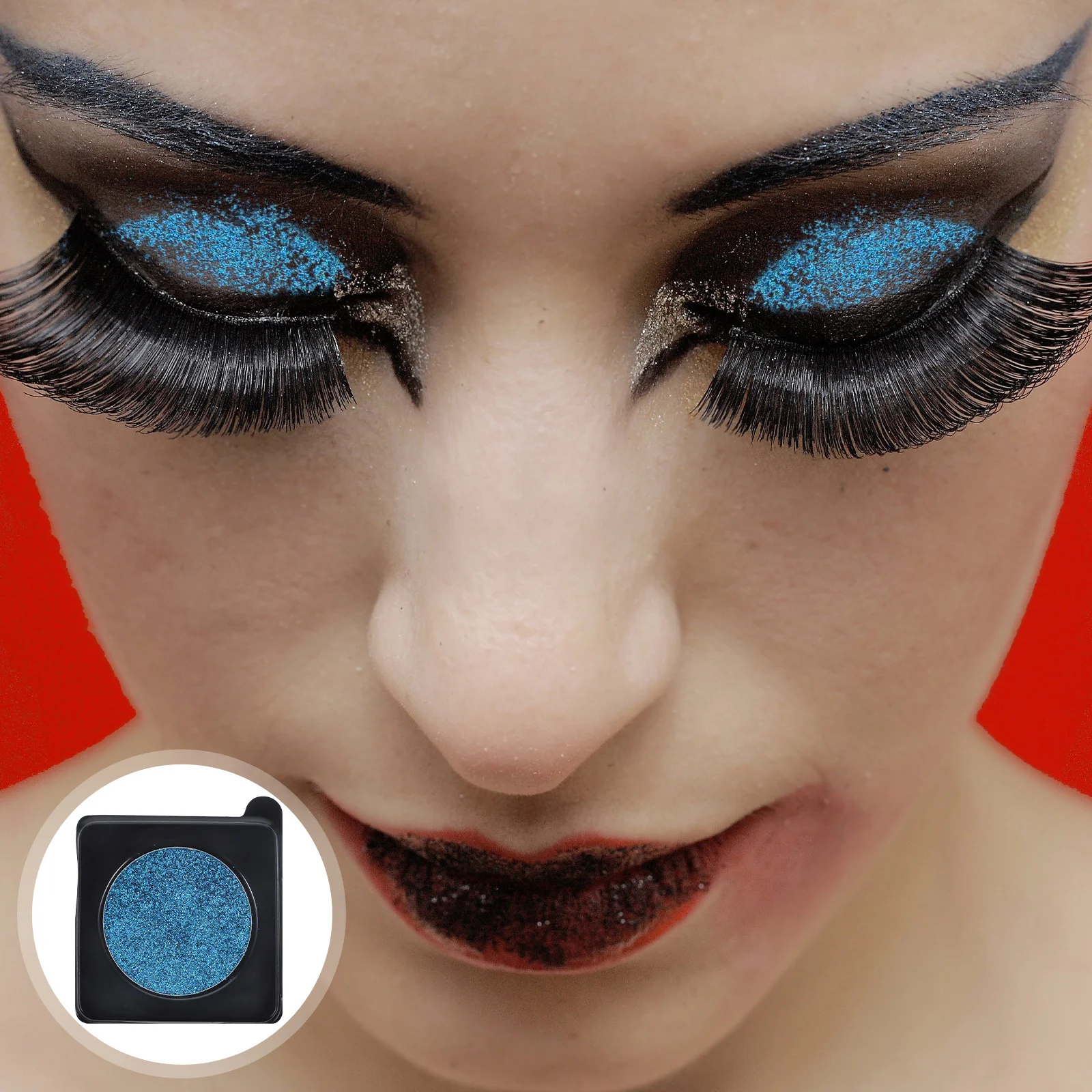 Placa de sombra de ojos con purpurina, polvo brillante azul de larga duración, maquillaje de ojos para mujer, fiesta, club nocturno, Bar, sombra de ojos brillante, 1 ud.