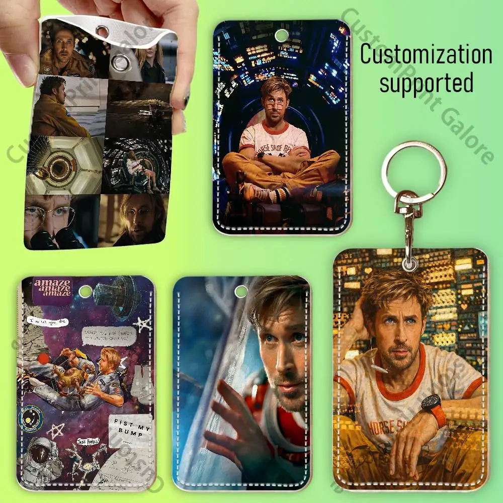

Ryan Gosling P-Project H-Hail M-Mary Printed PU Leather Card Holder with Keychain Case Portable ID Badge Holder for Daily Use
