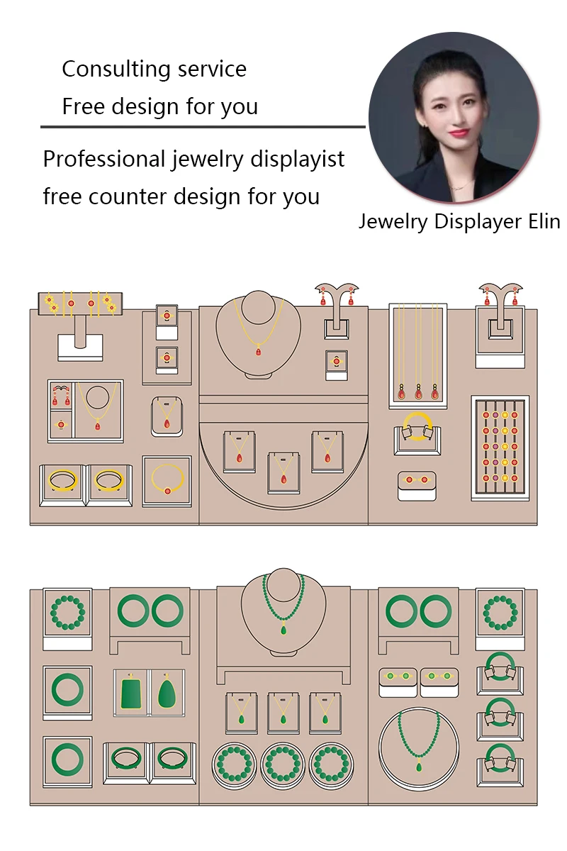 PU Leather Jewelry Store Display Case Ring Earring Bracelet Organizer Tray Pendant Necklace Chain Holder Neckform Stand Showcase
