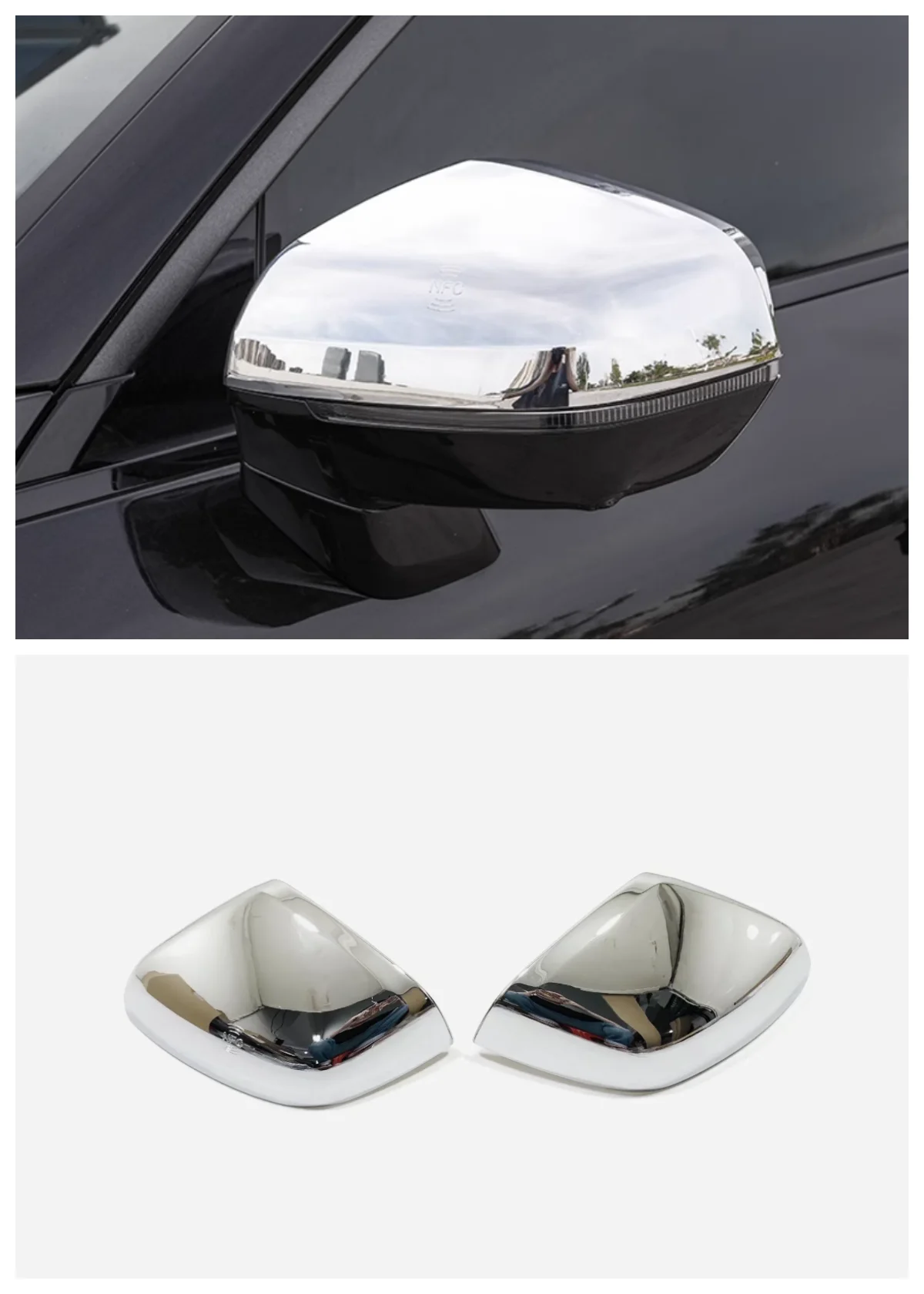 

Suitable for Geely Lynk&Co 09 2022 2023 rearview mirror rearview mirror rain eyebrow decoration ABS Parts silvery carbon fibre