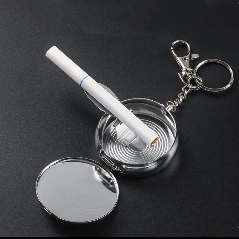 Dragonfly Design Ashtray, Creative Ashtray, Mini Portable Ashtray with Lid, Keychain Stainless Steel Travel Ashtray Storage Box