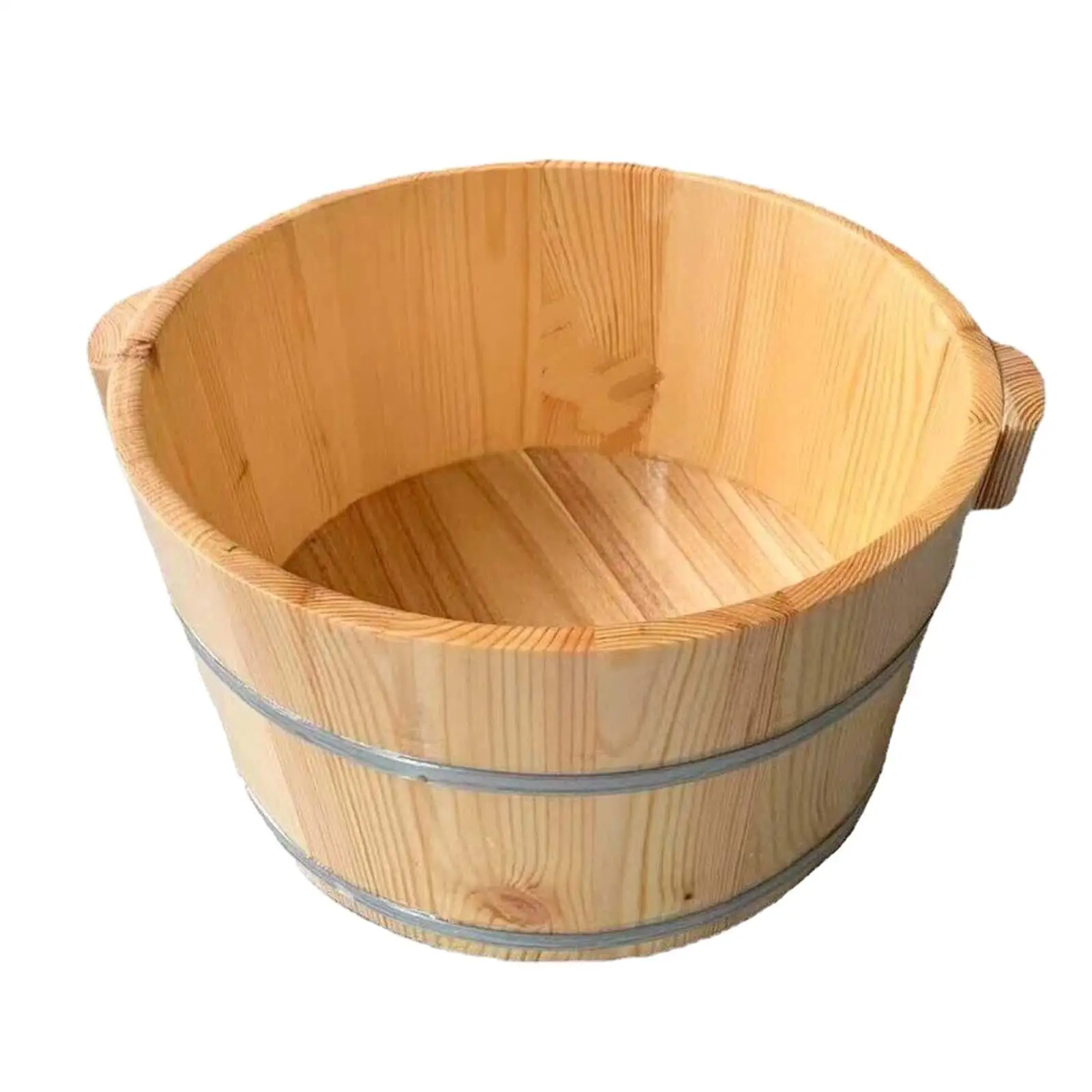 Solid Wood Foot Tub with Handle Portable Foot Bath Basin Wooden Foot Basin for Bathroom Outdoor Women and Men Soaking Feet Home