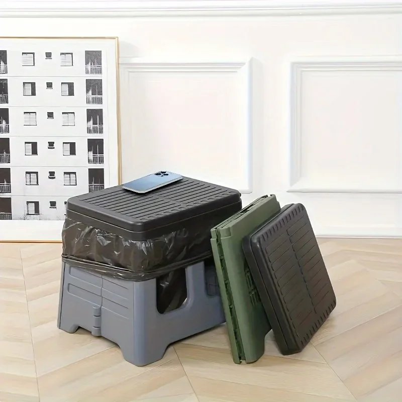 Inodoro plegable portátil para acampar y emergencias: inodoro de viaje compacto con diseño resistente a olores, incluye tapa y bolsas de basura
