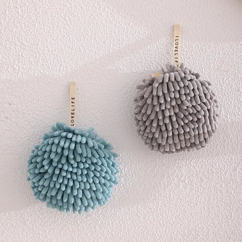Cute Hanging Plush Handball Japanese Style Ultra-fine Fiber Water Absorbing Ball Kitchen Bathroom Circular Cleaning Towel
