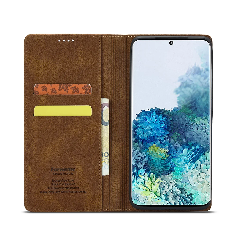 Capa de couro com fecho magnético para Galaxy, Carteira Flip Cover, À prova de choque, Luxo, Design de moda, S8, S9, S10, S20, S21, S22, Note 20, Ultra