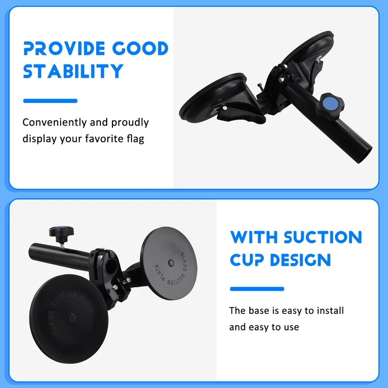 Flagpole Bracket Kit With Suction Cup, Suction Cup Flag Stand For Off-Road Suv, Truck, Rv, Yacht, Motorcycle Atv, Utv