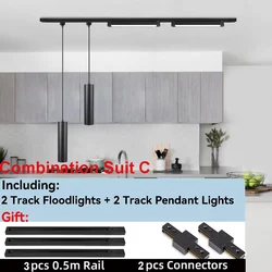 LED Track Pendant Lights 110-265V Chandelier Kitchen Led Ceiling Spotlight Dining Room Hanging Lamps For Living Room Home Decor