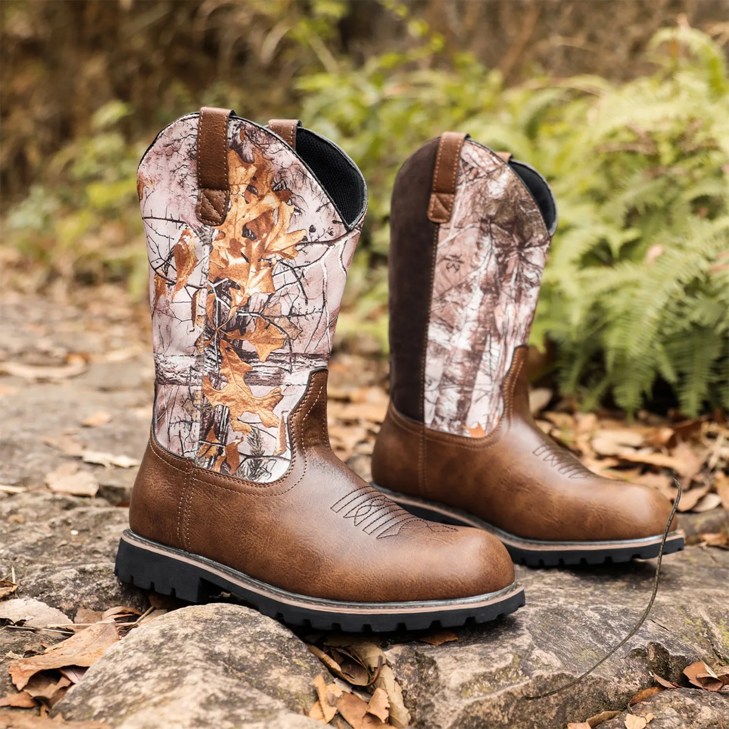 Men Mid-calf Boots Handmade Retro Western Cowboy Boots Slip on Shoes Casual Shoes Zapatos Hombres Unisex Women Knight Boots