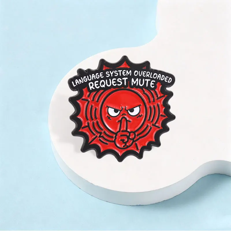 Rotes Zorniges Gesicht, Anfrage zum Stummschalten, Emaille-Abzeichen, Introvertierte, Soziale Batterie, Anstecknadeln, Broschen, Schmuck, Geschenke – Detail 6