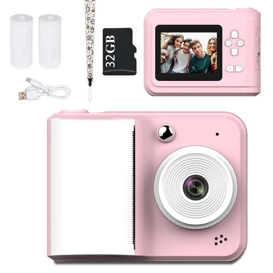 Kids Instant Print Camera with 32GB 1080P HD 2.4 Inch Screen Zoom Video Photo Child Birthday Festival Gifts Digital Camera Toys