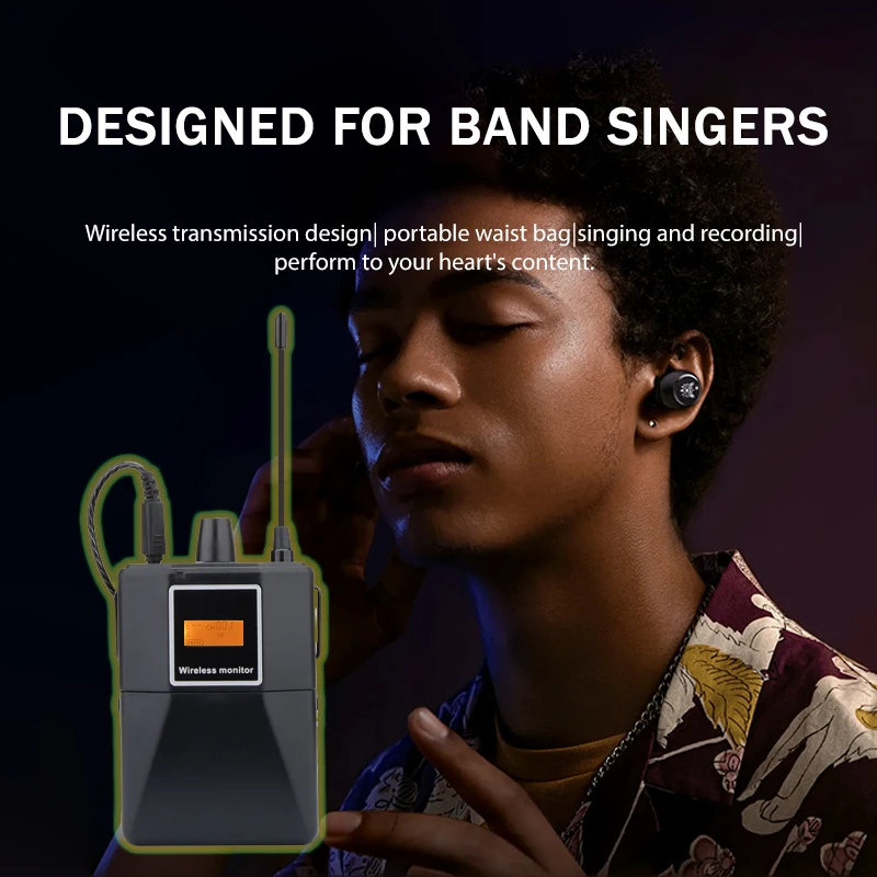نظام مراقبة لاسلكي في الأذن من الدرجة الاحترافية مع تردد أحادي UHF، للمرحلة/الفرقة/الطبل/الحفل الصغير ﻿