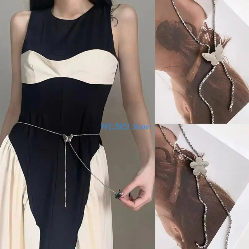 

G5GC Elegant Butterfly/Flower Choker Necklace for Women Waist Chain Wedding Necklace