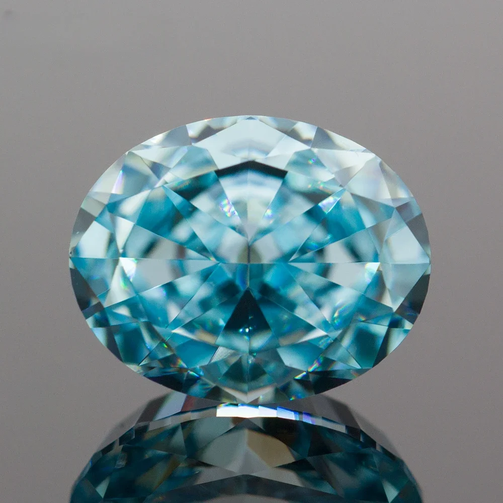 Cubic Zirconia Light Aquamarine Oval Shape 4k Crushed Ice Cut Top Grade Synthetic Loose High Quality For Jewelry Making