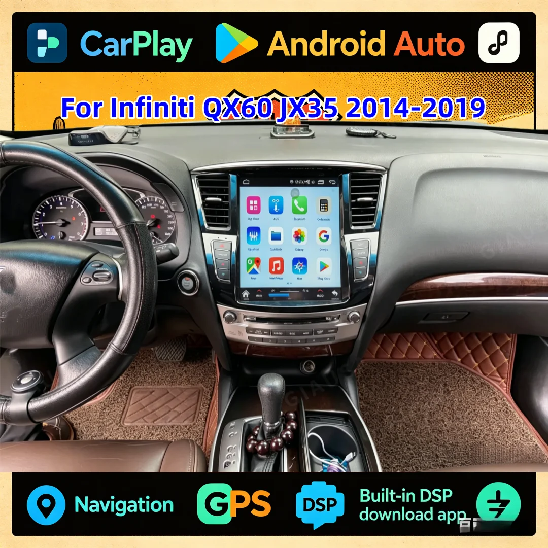 mz Radio For Infiniti QX60 JX35 2014 2015 -2019 Android13 Touch Screen Car Navi Multimedia Player Wireless Carplay Tape Recorder