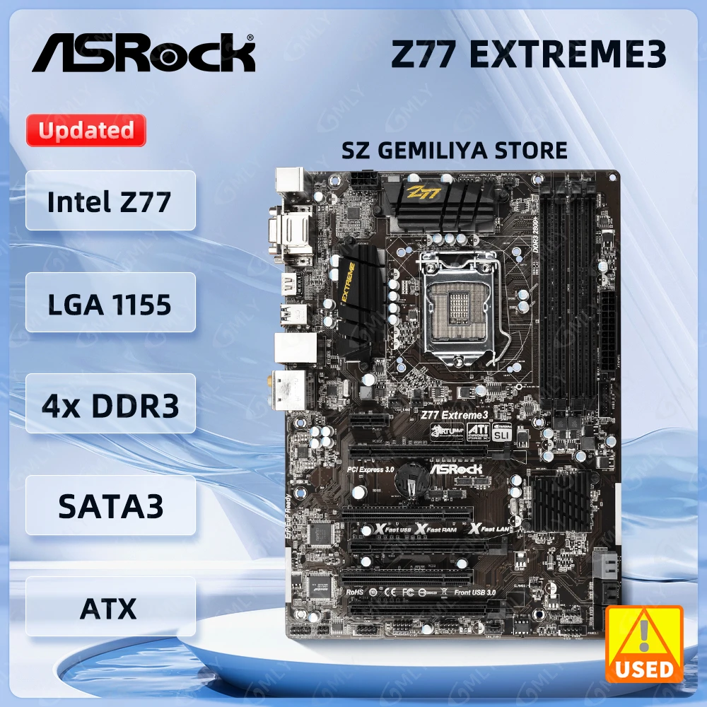 

Asrock Z77 Extreme3 Motherboard Intel Z77 LGA1155 DDR3 32GB 2800+(OC) ATX 2xSATA support i7-3770 i5-3470 i5-2320 i3-2105 i5-347