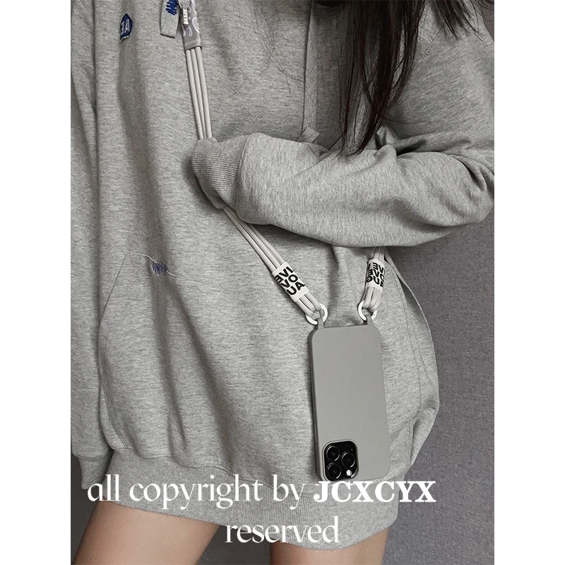 간단한 크로스 바디 목걸이 스트랩 코드 끈 소프트 실리콘 케이스, 아이폰 14 13 12 11 프로 맥스 미니 XS XR X 8 7 플러스 SE2022 커버