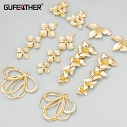 GUFEATHER,6pcs/lot,MD67,jewelry accessories,18k gold rhodium plated,copper,flower shape,charms,jewelry making,diy pendants