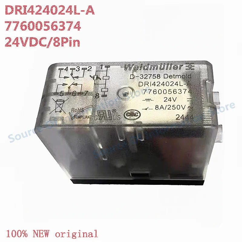 

5Pcs DRI424024L-A 24VD 8-Pin 8A Weidmüller Relay 7760056374