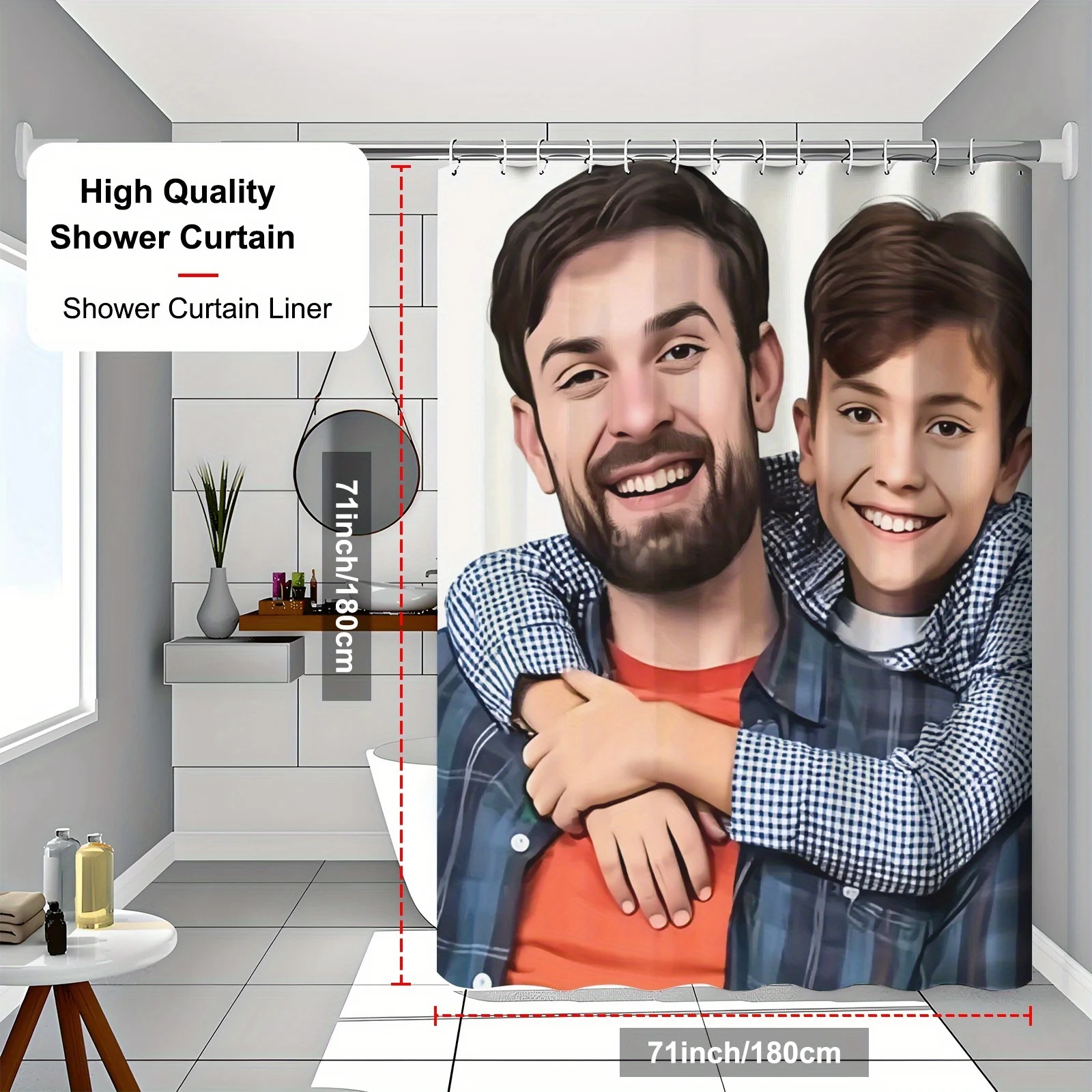 Custom Shower Curtain Personalized Text Waterproof Polyester Bathroom Curtain Custom Photo Image Logo Bath Decor With Hooks