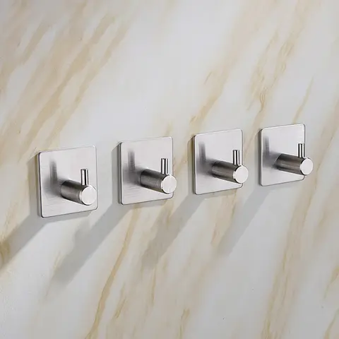 Space Aluminium Self Adhesive Towel Hooks Wall Coat Rack Key Holder Towel Hooks Clothes Hanging Rack Bathroom Accessories